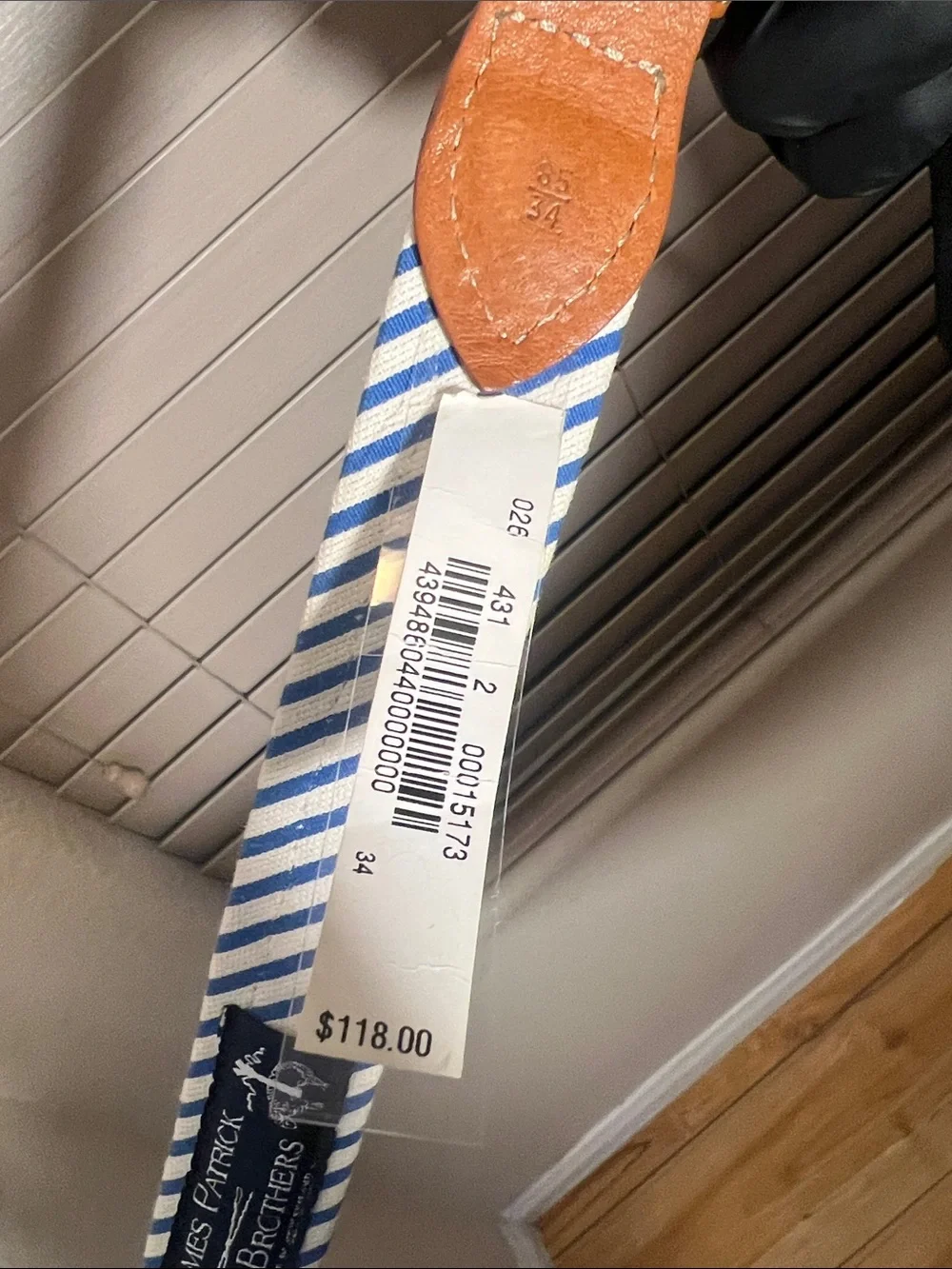 Brooks Brothers Blue & White Striped Home Accent Strap